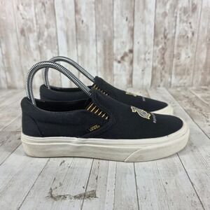 Vans Harry Potter Hufflepuff Slip On Black Canvas Sneakers Womens 6 Mens 4.5
